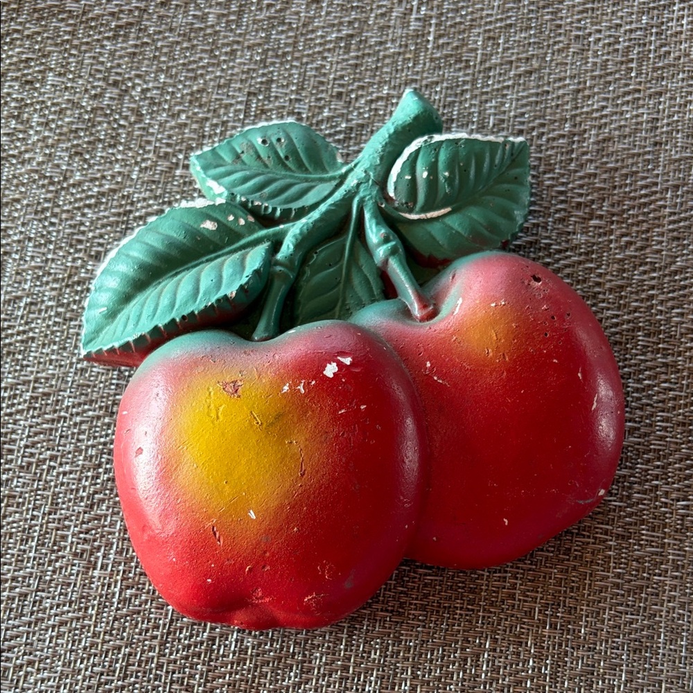Vintage Apple Chalkware Wall Hanging Very Old Cottagecore